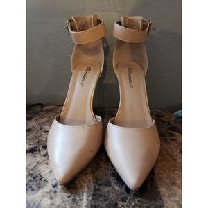 Tan Heels with Ankle strap